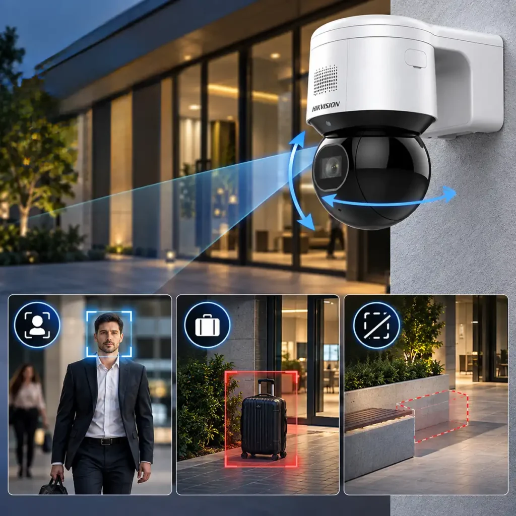 Hikvision DS-2DE3A404IWG-E/W – 4MP Wi-Fi/PoE PTZ IP камера с 4× оптичен zoom, DarkFighter и AI класификация