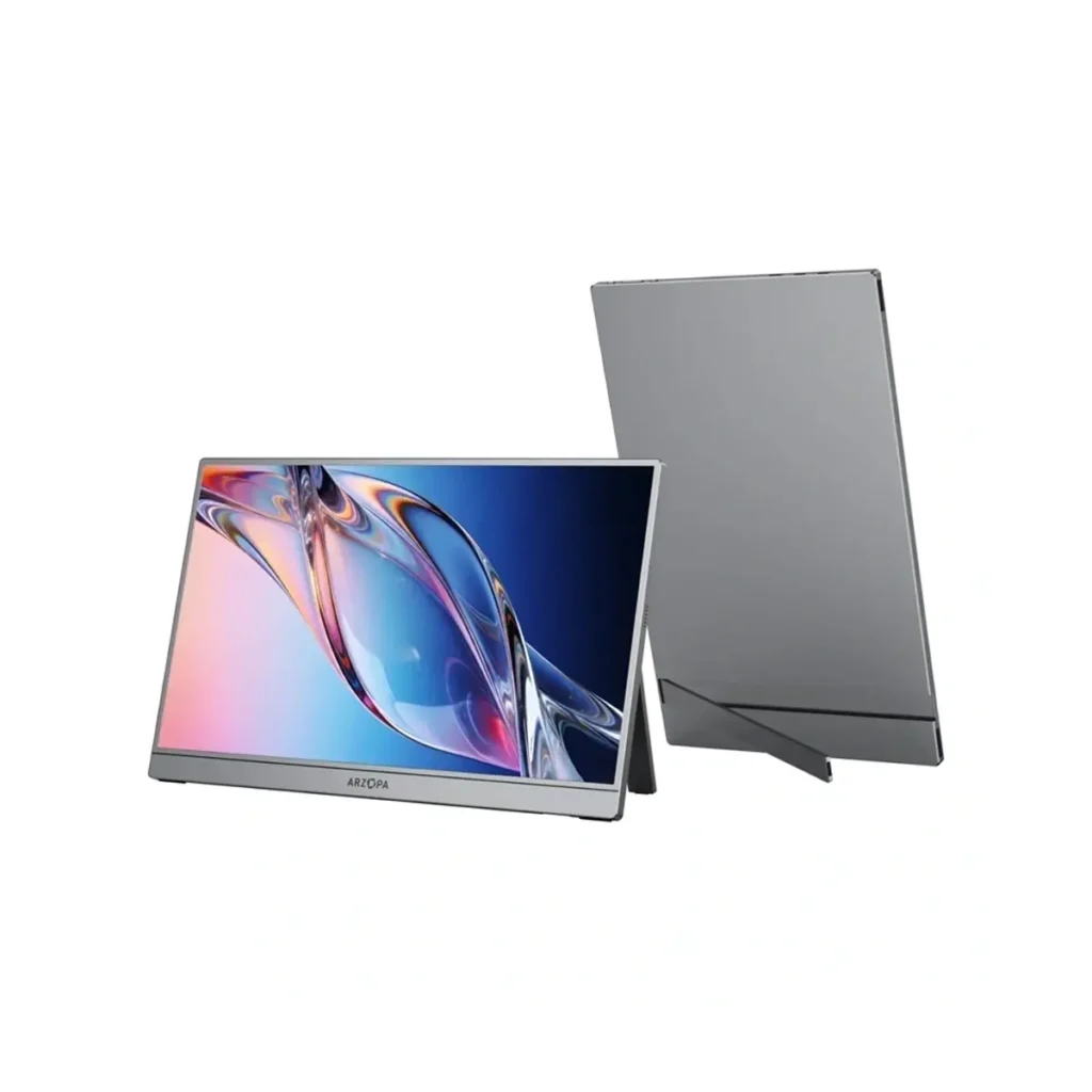 ARZOPA Z1C 16.1" – преносим Full HD IPS монитор с USB-C, HDMI, HDR10 и вградена стойка – Сив