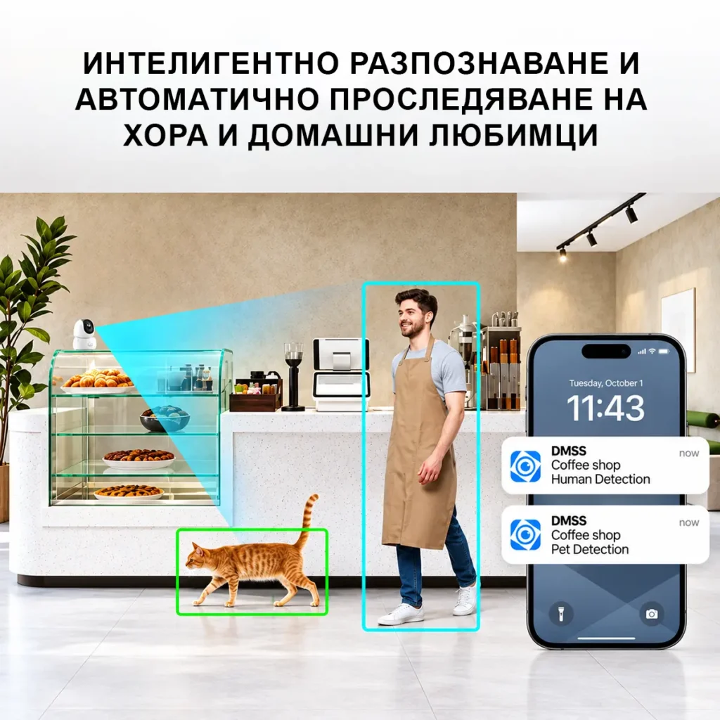 Dahua Hero H5A 5MP Wi-Fi PT камера с AI разпознаване, Auto Tracking, двупосочно аудио и 360° наблюдение