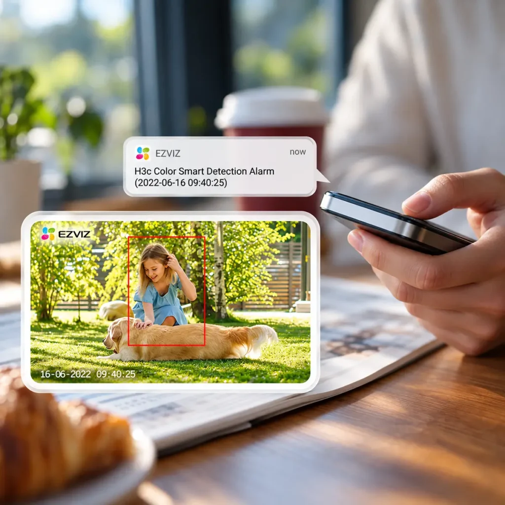 EZVIZ H3c 5MP Wi-Fi външна IP камера с AI, цветно нощно виждане, двупосочно аудио и IP67