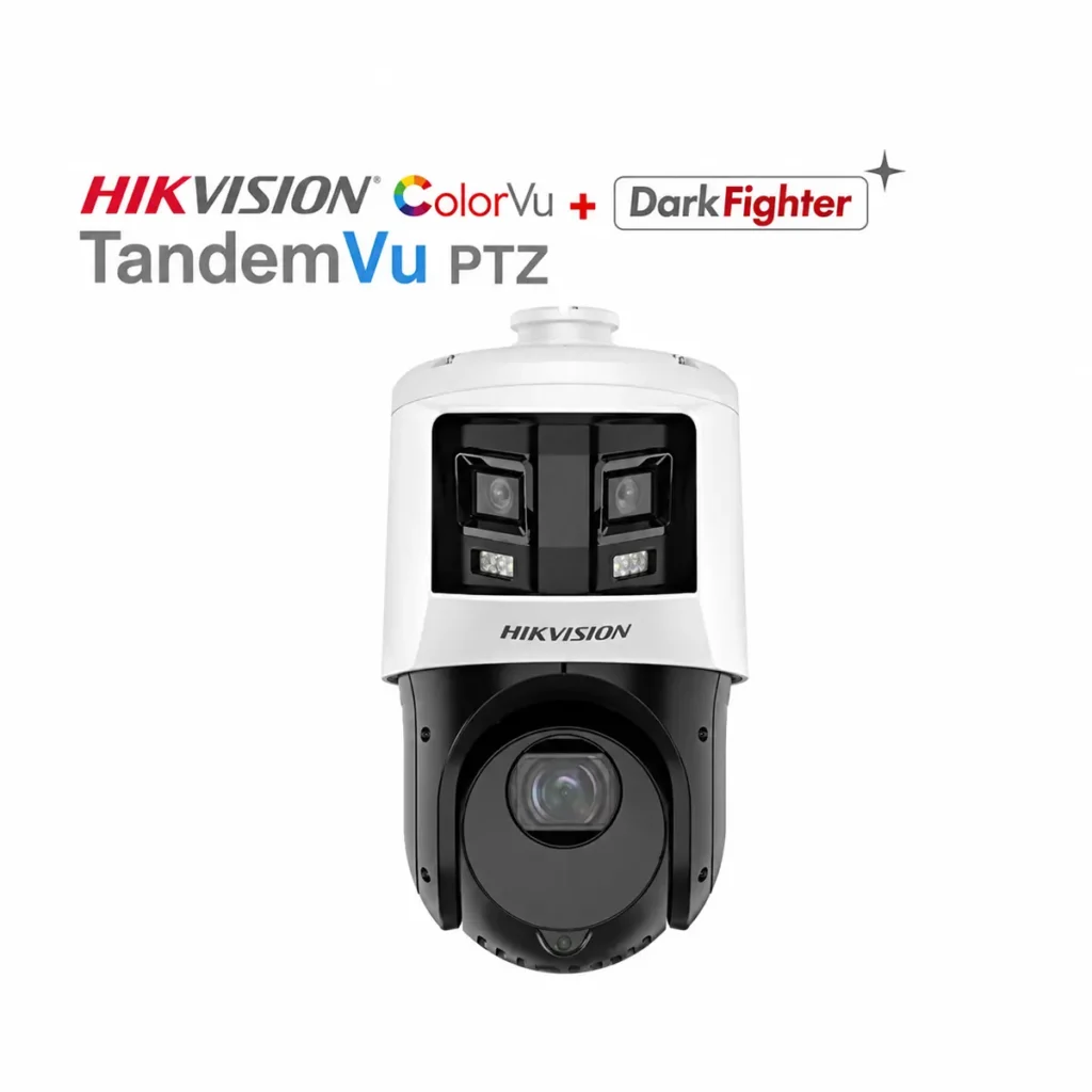 Hikvision DS-2SE4C425MWG-E/26 – Професионална двойна IP PTZ камера TandemVu 10MP (6MP+4MP), 25x оптичен Zoom, ColorVu, DarkFighter, AcuSense AI, 180° панорама, нощно виждане до 100 м, PoE+, IP66