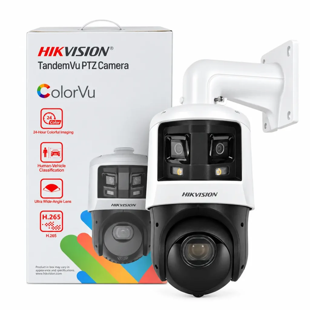 Hikvision DS-2SE4C425MWG-E/26 – Професионална двойна IP PTZ камера TandemVu 10MP (6MP+4MP), 25x оптичен Zoom, ColorVu, DarkFighter, AcuSense AI, 180° панорама, нощно виждане до 100 м, PoE+, IP66