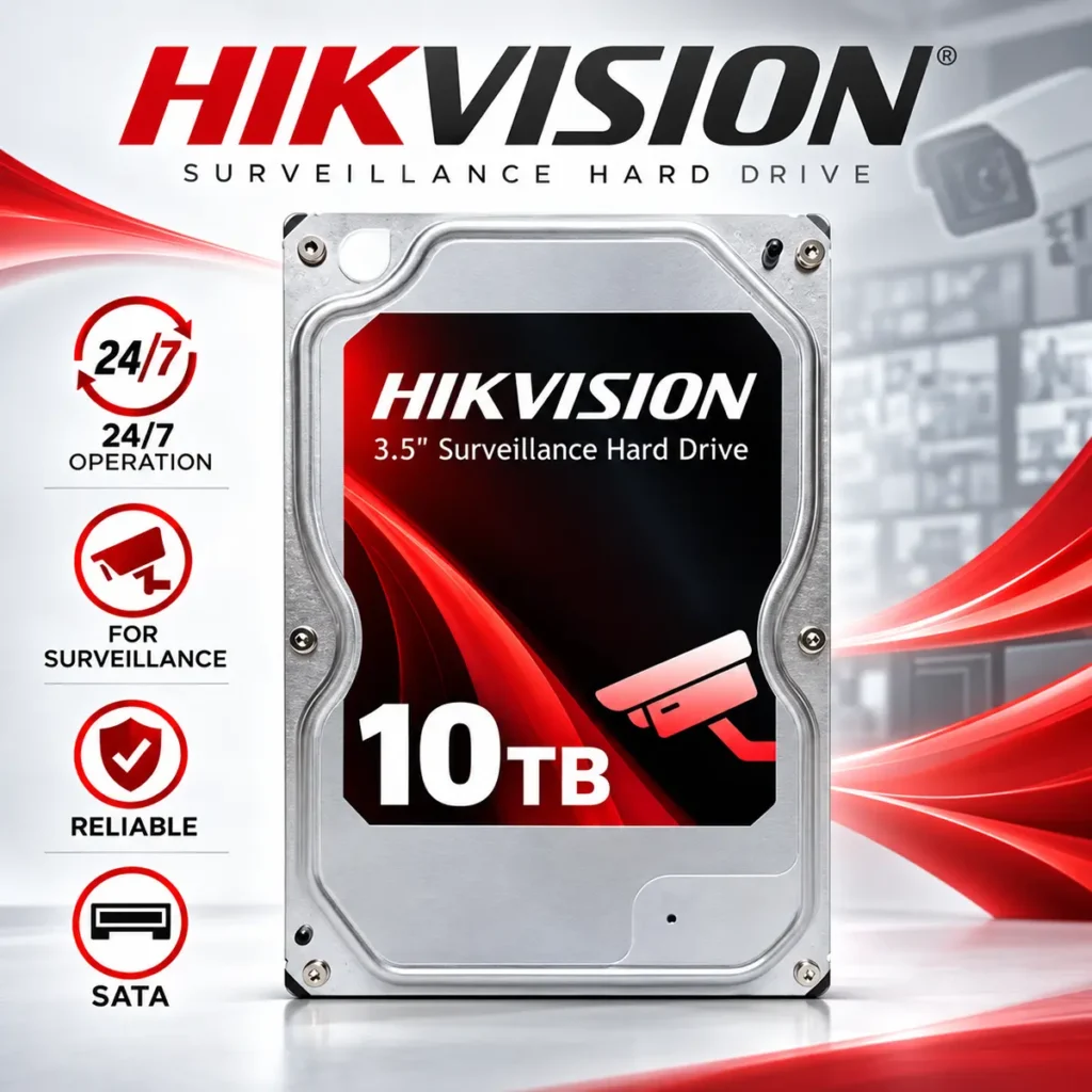 Hikvision DS100HKAI-VX1 10TB – хард диск за видеонаблюдение, NVR/DVR/XVR, 24/7