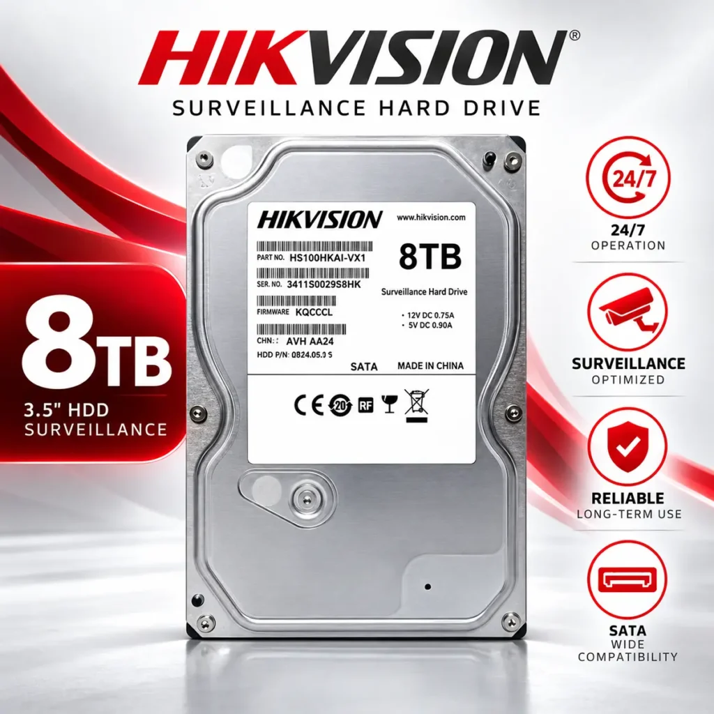 Hikvision DS80HKAI-VX1 8TB – хард диск за видеонаблюдение, NVR/DVR/XVR, 24/7