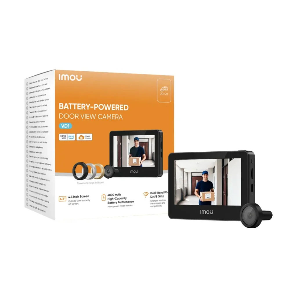 Шпионка за врата Imou VD1 5MP с Wi-Fi 6, 4.3″ екран, AOV 24/7, AI засичане на хора и батерия 4800 mAh