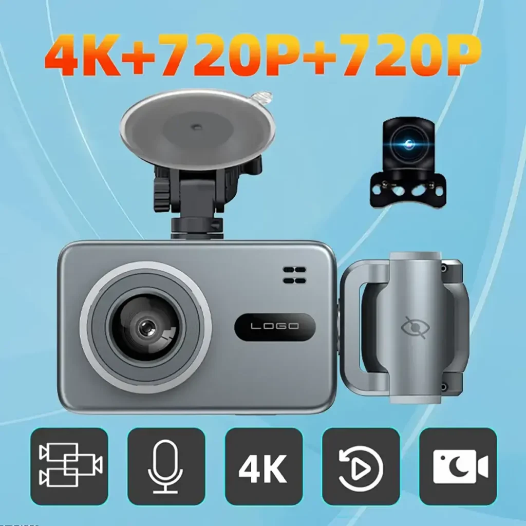 RobiCam B05 PRO 4K – Троен автомобилен видеорегистратор с предна, вътрешна и задна камера, WiFi и паркинг мониторинг