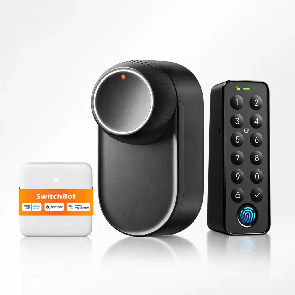SwitchBot Lock Ultra Touch Combo EU – 3 в 1 смарт брава с пръстов отпечатък, Keypad Touch и Hub Mini Matter