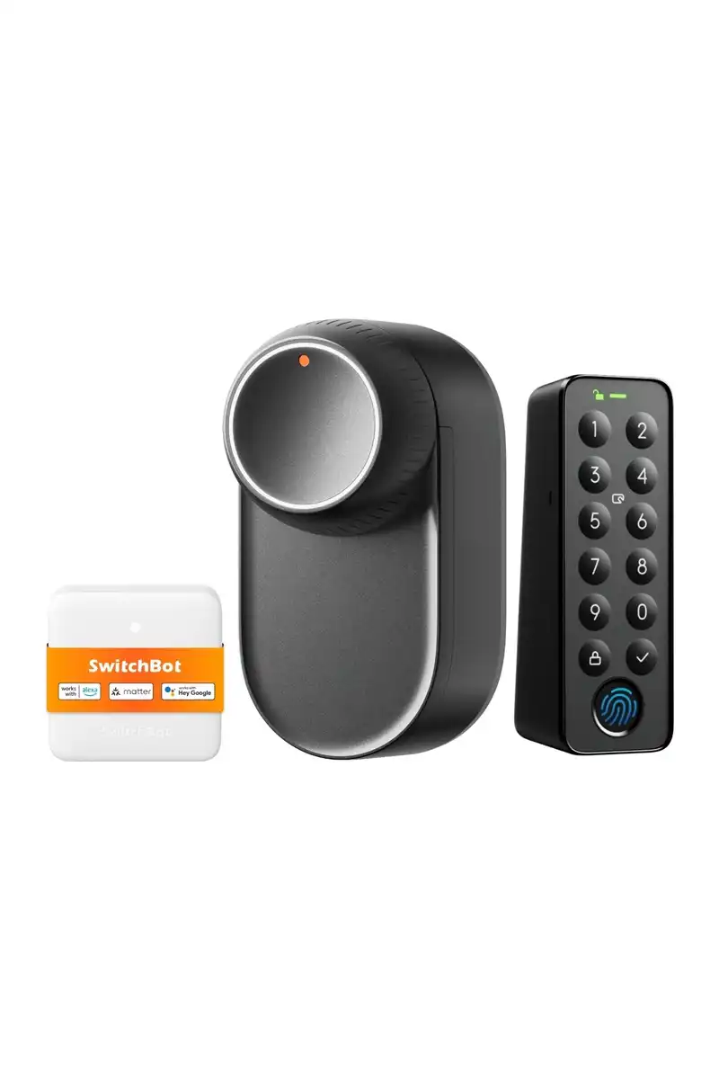 SwitchBot Lock Ultra Touch Combo EU – 3 в 1 смарт брава с пръстов отпечатък, Keypad Touch и Hub Mini Matter