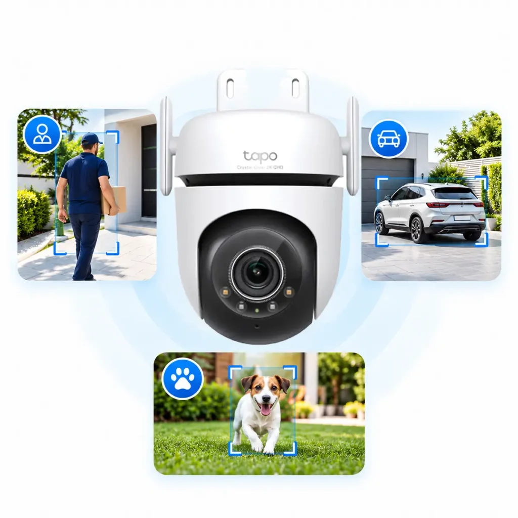 TP-Link Tapo C520WS – 4MP 2K QHD външна Wi-Fi PTZ камера с цветно нощно виждане, AI и 360° следене