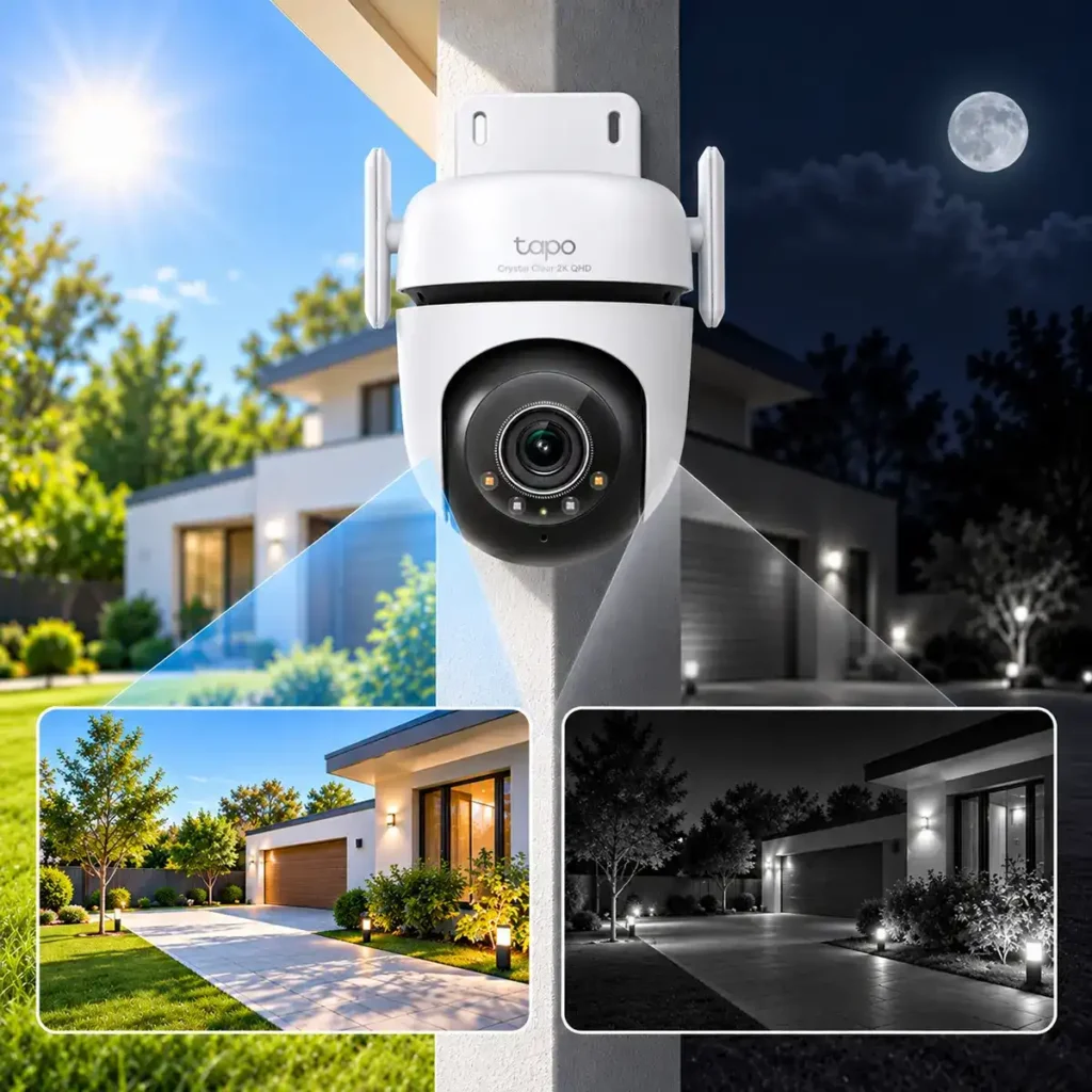 TP-Link Tapo C520WS – 4MP 2K QHD външна Wi-Fi PTZ камера с цветно нощно виждане, AI и 360° следене