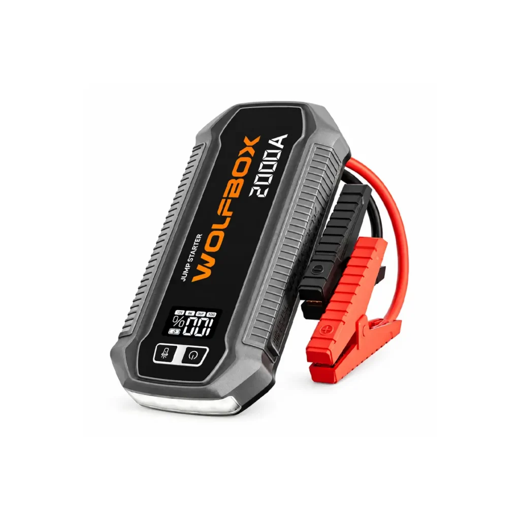 WOLFBOX MegaVolt 12 Jump Starter 2000A за 12V автомобили, Power Bank 30W, LCD дисплей и LED фенер