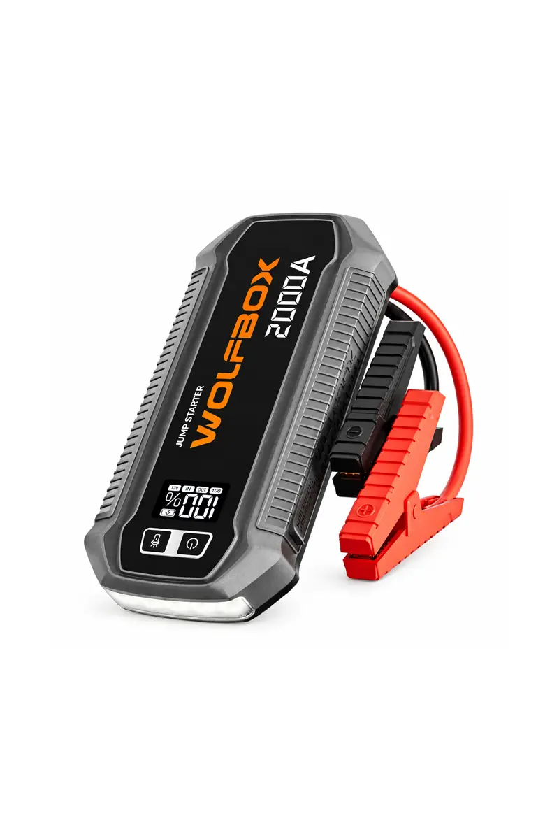 WOLFBOX MegaVolt 12 Jump Starter 2000A за 12V автомобили, Power Bank 30W, LCD дисплей и LED фенер