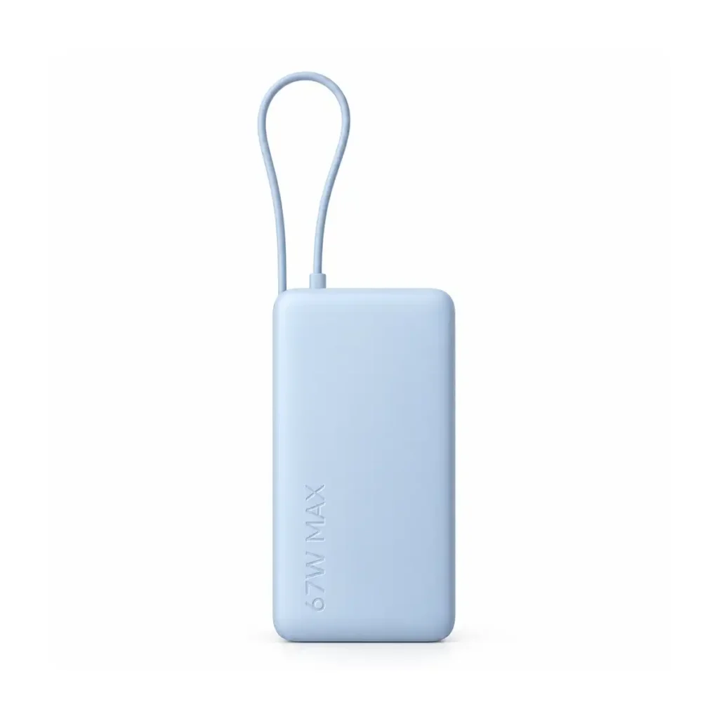 Външна батерия Xiaomi 20000mAh 67W с вграден USB-C кабел, дисплей, синя