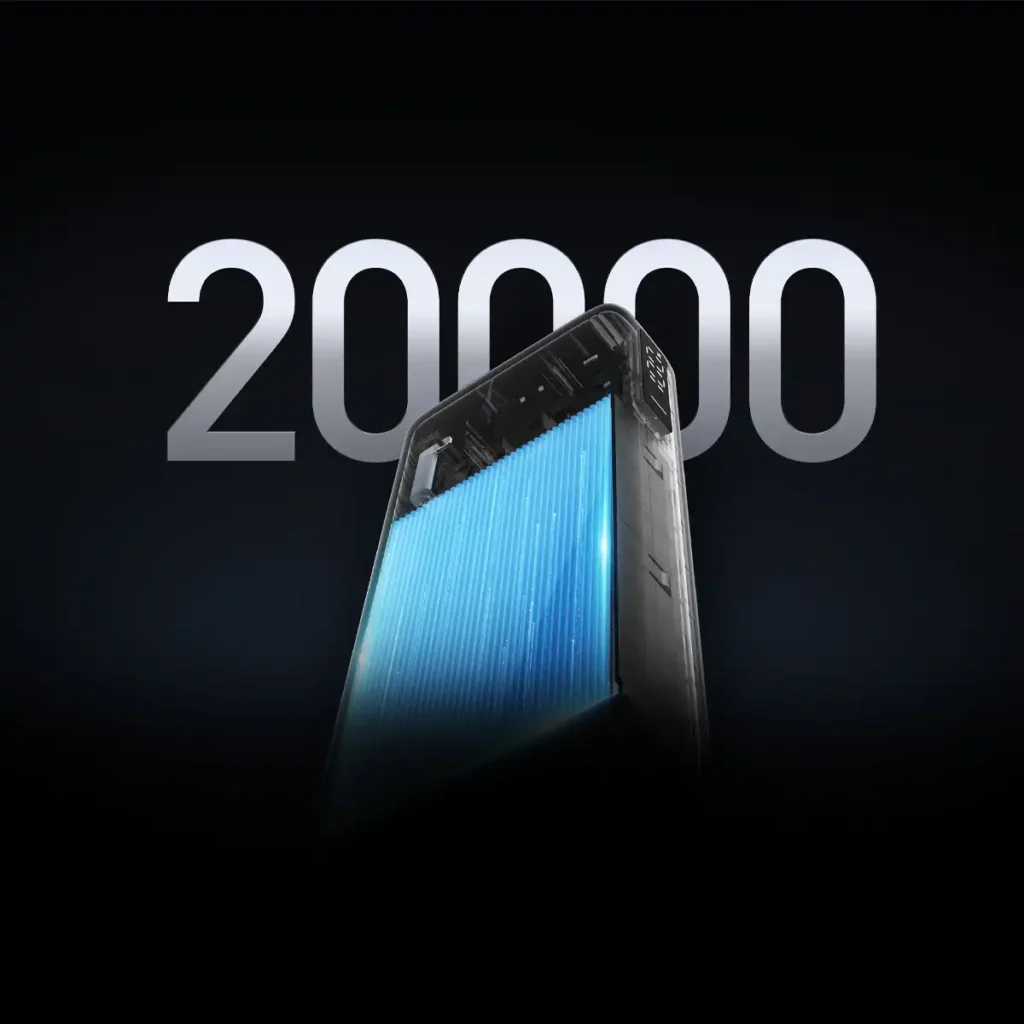 Външна батерия Xiaomi 20000mAh 67W с вграден USB-C кабел, дисплей, синя