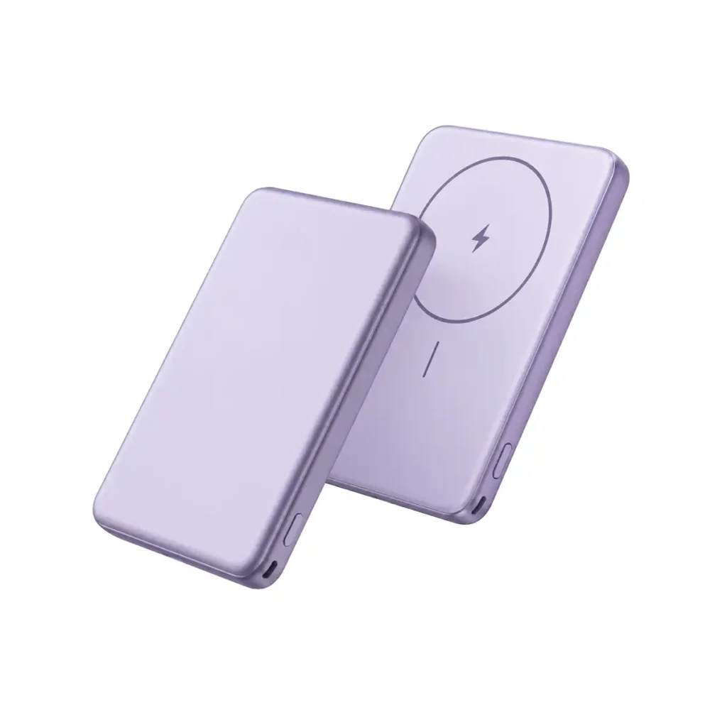 Магнитна външна батерия Xiaomi Super Slim 5000mAh, безжично 15W, USB-C 22.5W, лилава