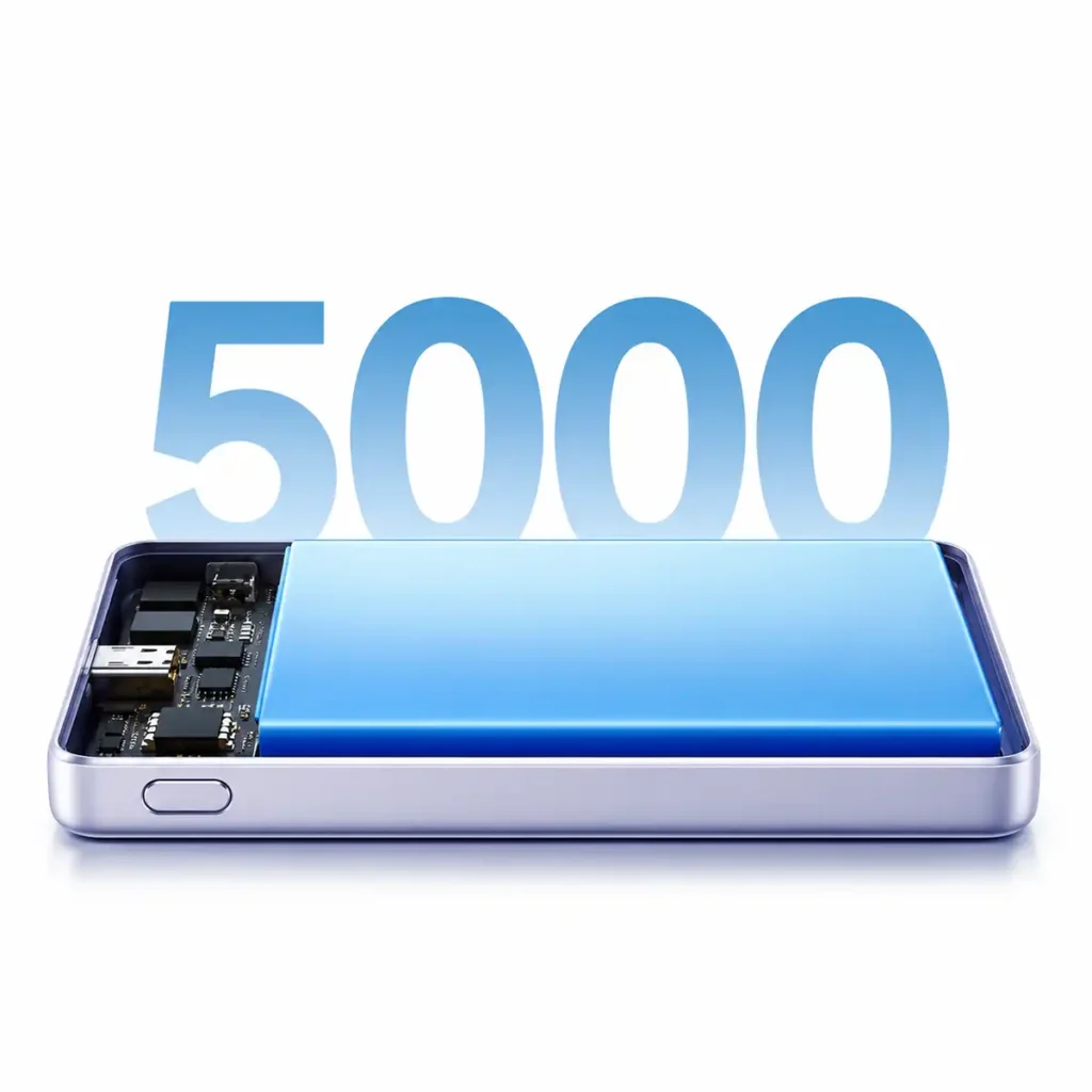 Магнитна външна батерия Xiaomi Super Slim 5000mAh, безжично 15W, USB-C 22.5W, лилава