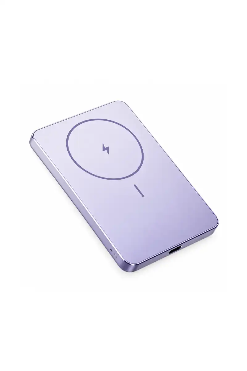 Магнитна външна батерия Xiaomi Super Slim 5000mAh, безжично 15W, USB-C 22.5W, лилава